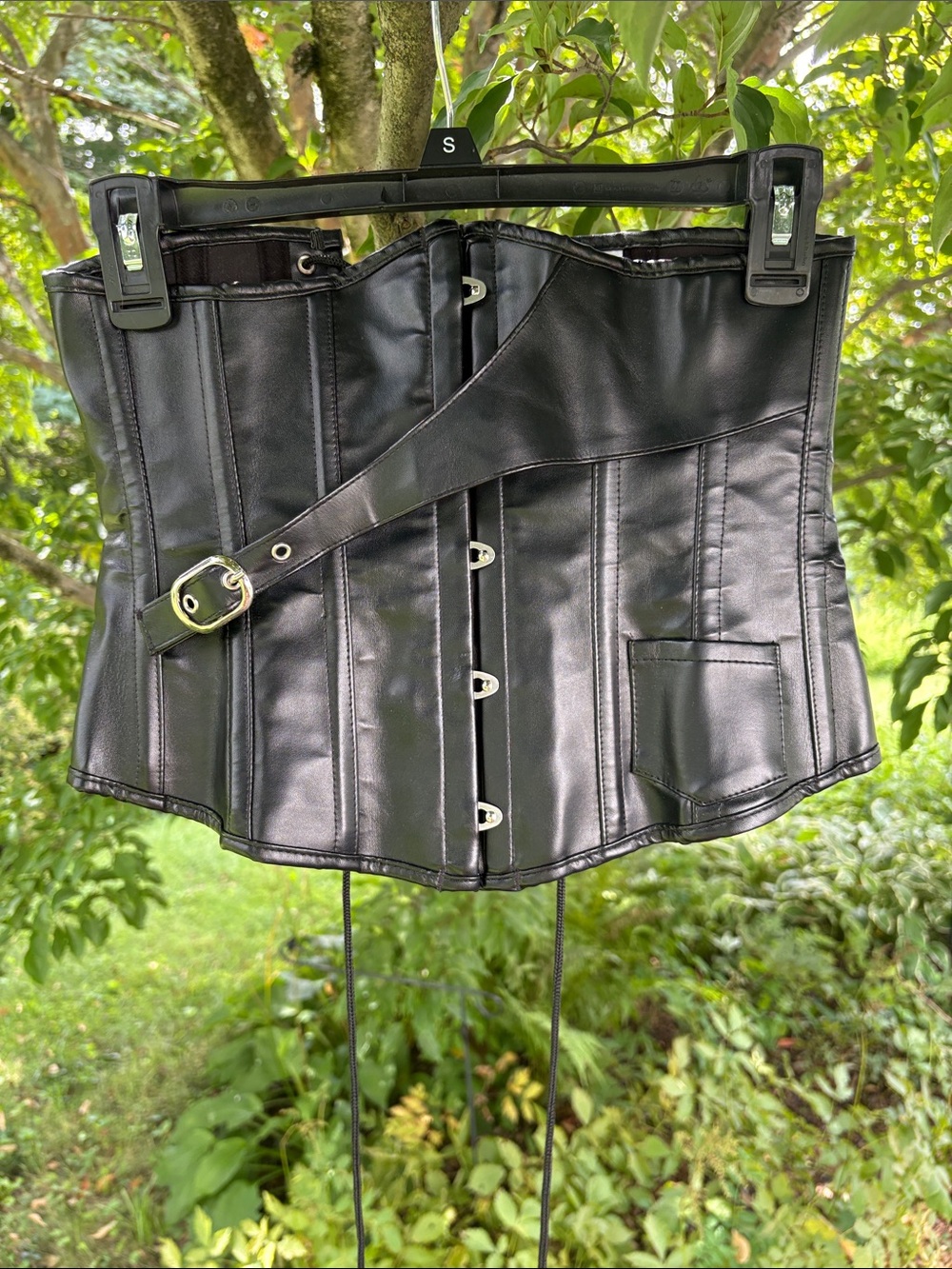 Black Faux Leather Corset Top S
